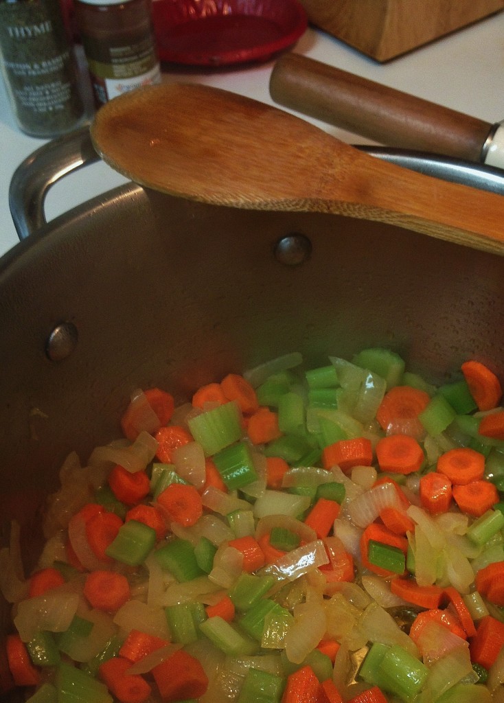Sauteing the veggies