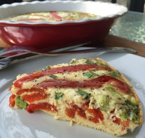 Roasted Red Pepper, Potato, and Goat Cheese Frittata