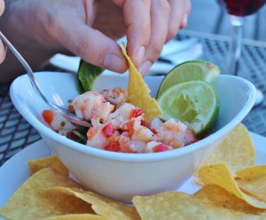 shrimp ceviche with crunchy tortilla chips